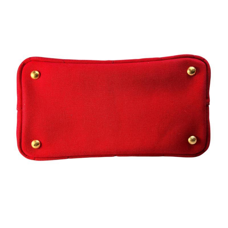 PRADA プラダ ２WAY キャンバス ショルダーバッグ 赤 A-13196の画像