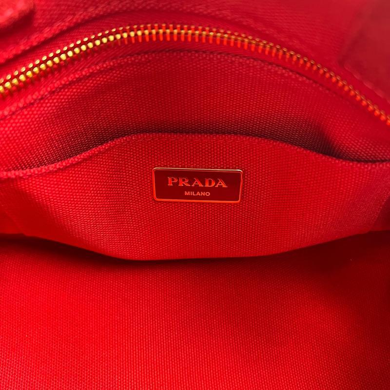 PRADA プラダ ２WAY キャンバス ショルダーバッグ 赤 A-13196の画像