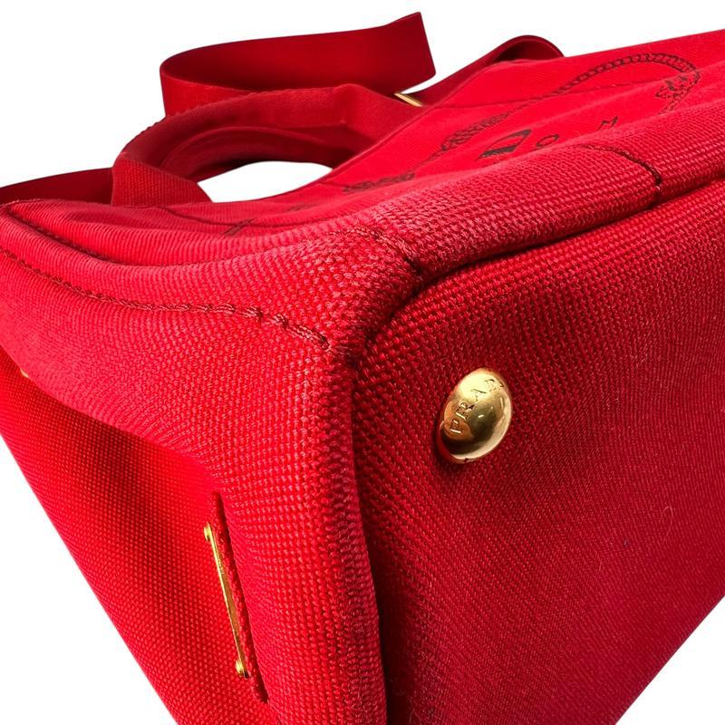 PRADA プラダ ２WAY キャンバス ショルダーバッグ 赤 A-13196の画像