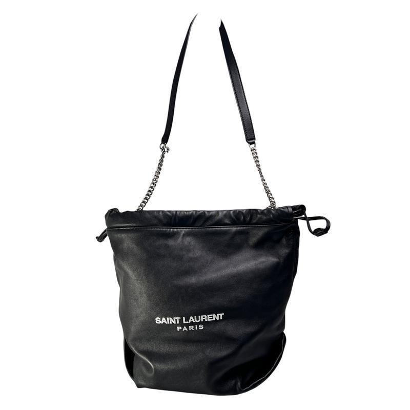 SAINT LAURENT サンローラン TEDDY テディ 巾着 ポーチ付き レザー ショルダーバッグ 黒 A-13210の画像