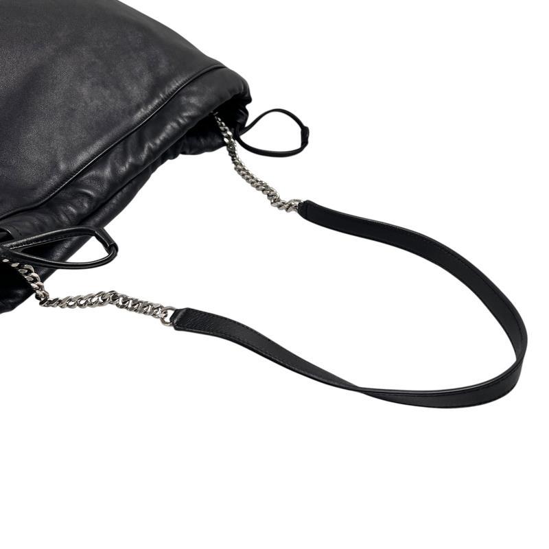 SAINT LAURENT サンローラン TEDDY テディ 巾着 ポーチ付き レザー ショルダーバッグ 黒 A-13210の画像
