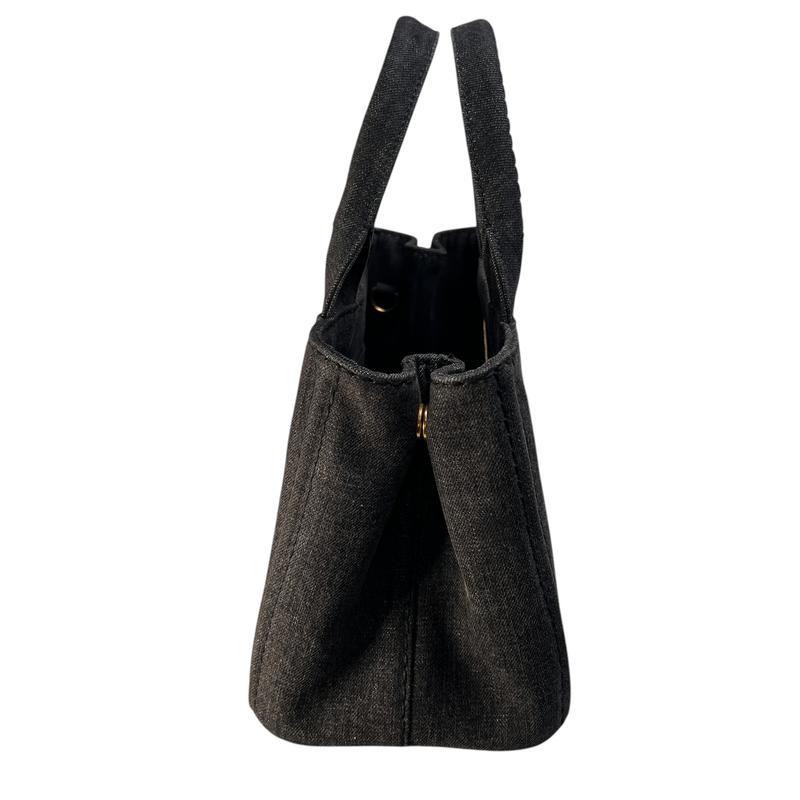 PRADA プラダ カナパ 三角ロゴ キャンバス ハンドバッグ 黒 A-13244の画像