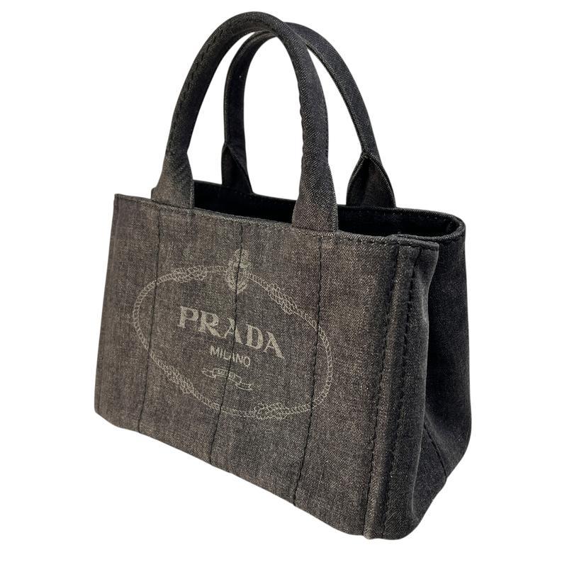 PRADA プラダ カナパ 三角ロゴ キャンバス ハンドバッグ 黒 A-13244の画像