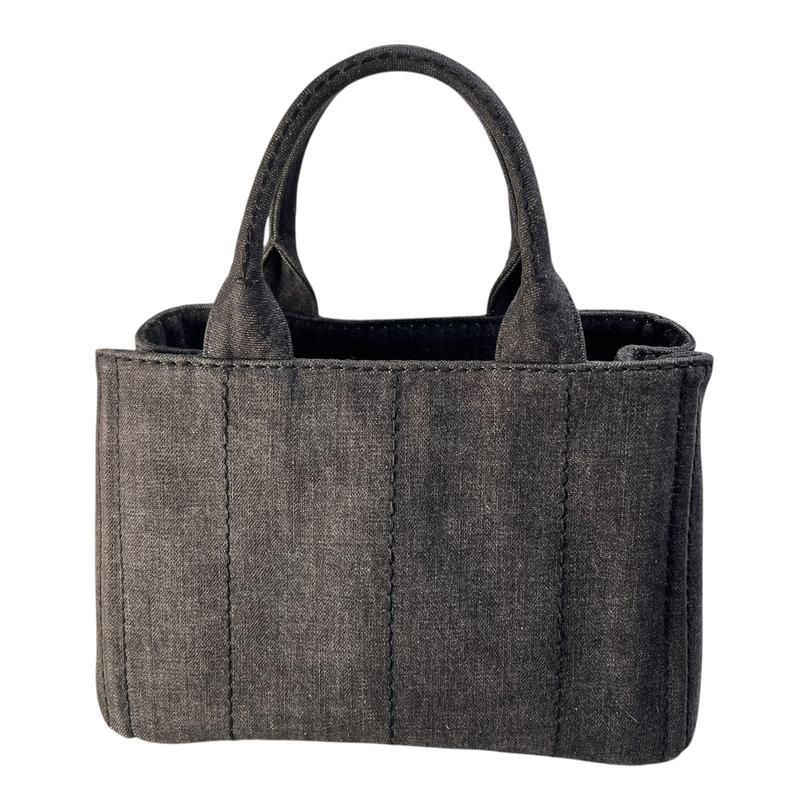 PRADA プラダ カナパ 三角ロゴ キャンバス ハンドバッグ 黒 A-13244の画像