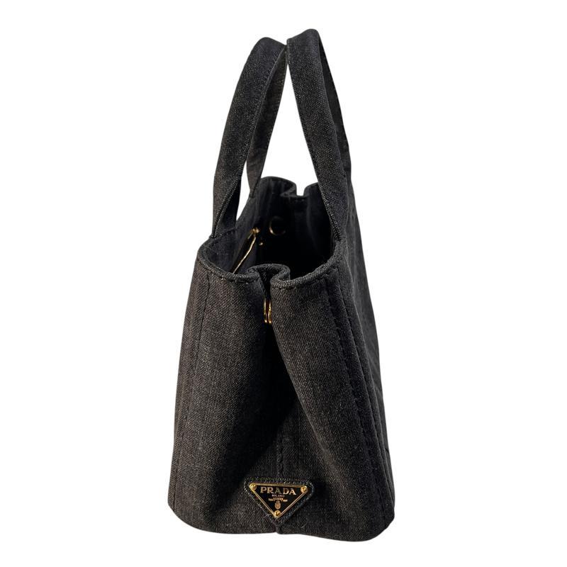 PRADA プラダ カナパ 三角ロゴ キャンバス ハンドバッグ 黒 A-13244の画像