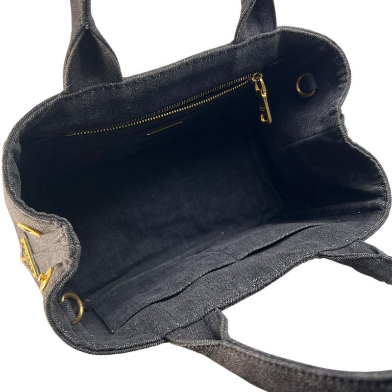 PRADA プラダ カナパ 三角ロゴ キャンバス ハンドバッグ 黒 A-13244の画像