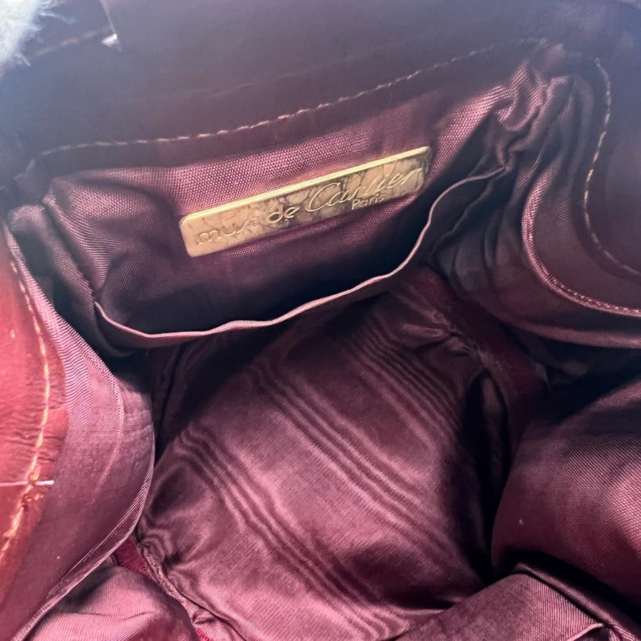 Cartier（カルティエ） 巾着 レザー ショルダーバッグ ボルドー A