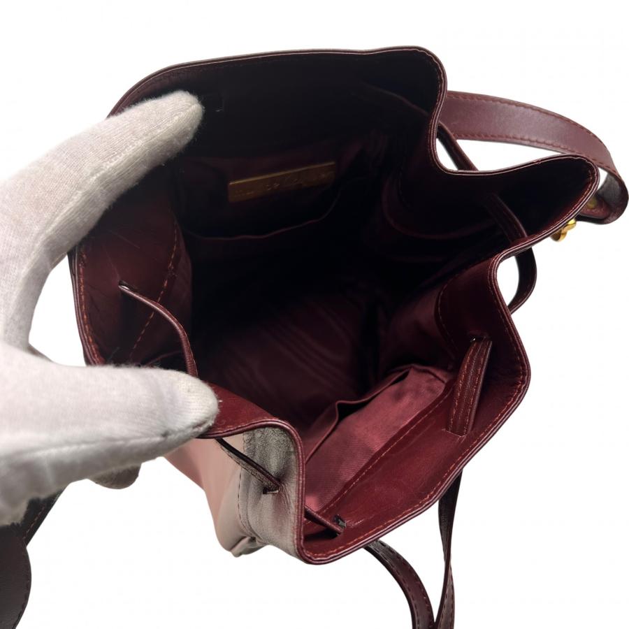 Cartier（カルティエ） 巾着 レザー ショルダーバッグ ボルドー A