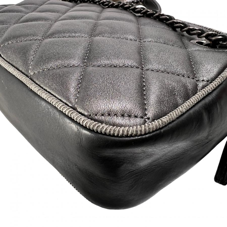 CHANEL シャネル ココマーク レザー ショルダーバッグ グレー A-14264_10