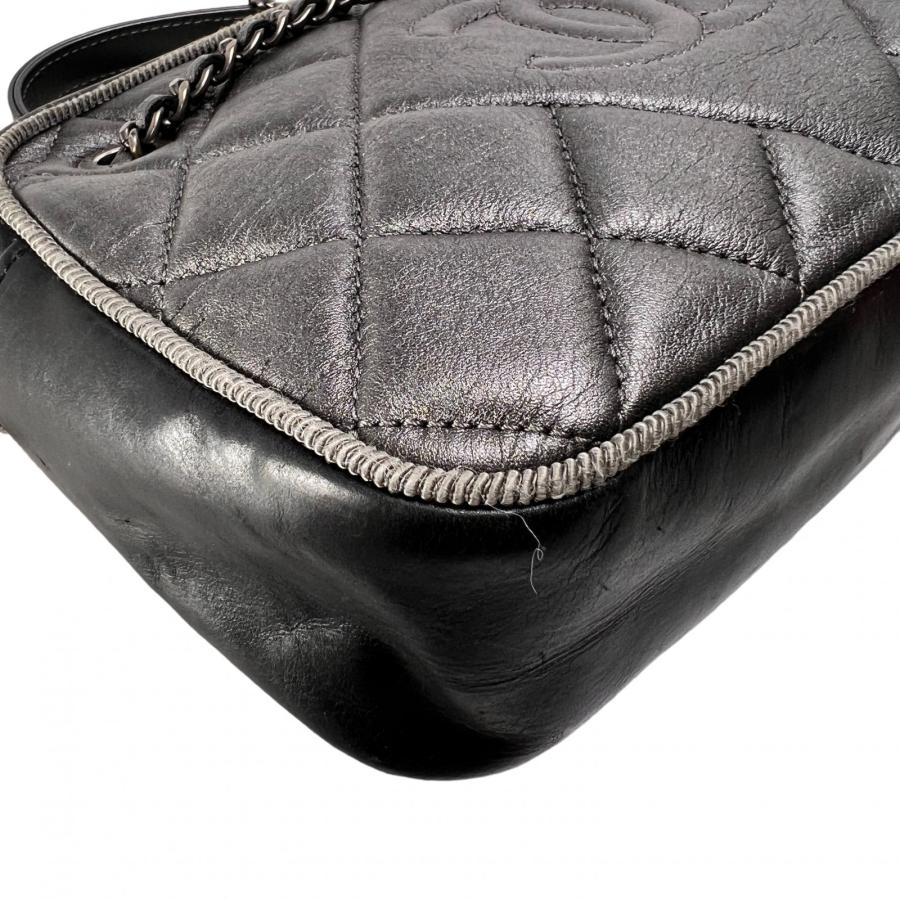 CHANEL シャネル ココマーク レザー ショルダーバッグ グレー A-14264_11