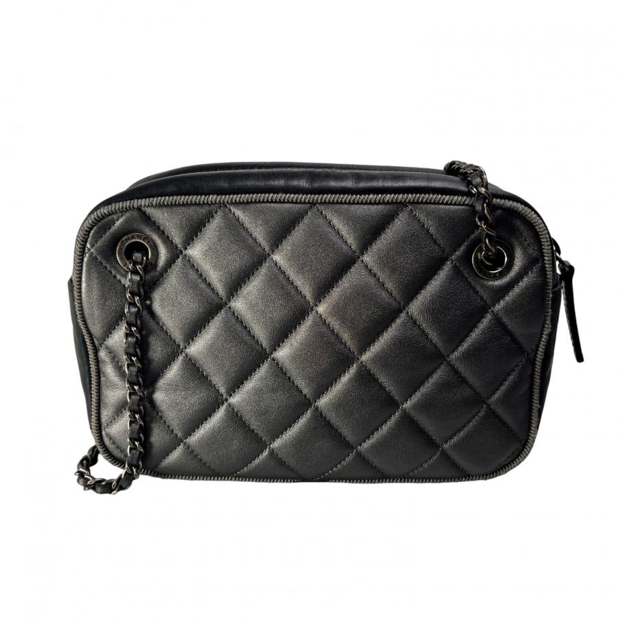 CHANEL シャネル ココマーク レザー ショルダーバッグ グレー A-14264_1