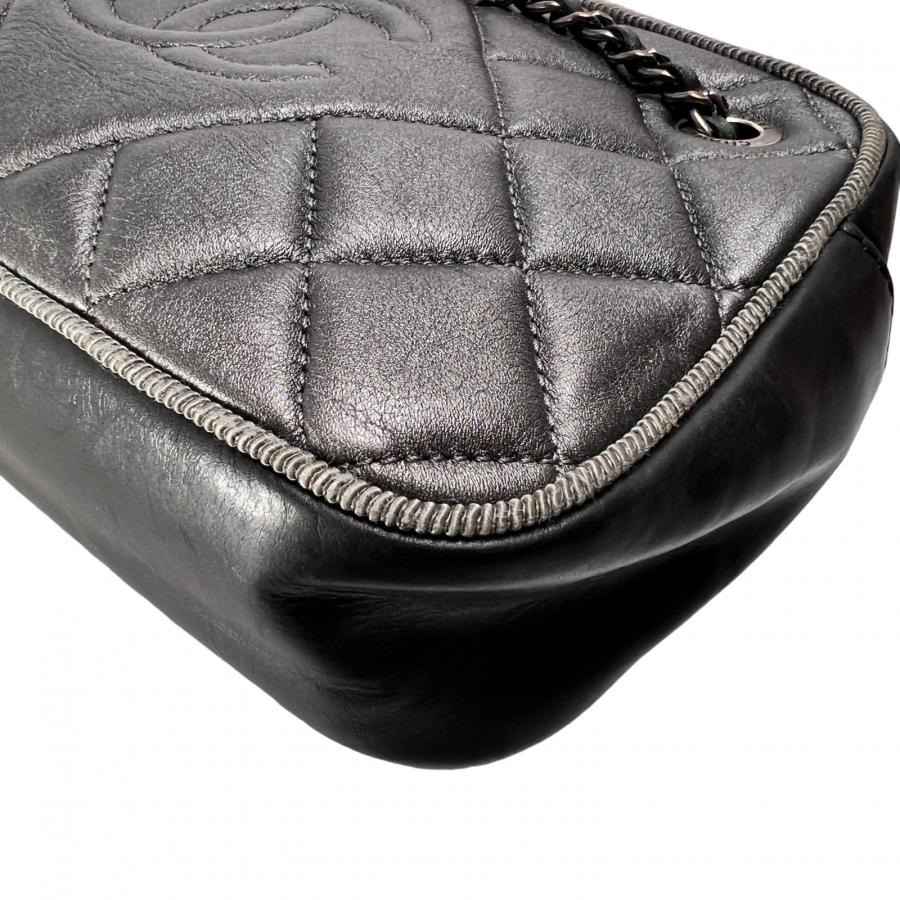 CHANEL シャネル ココマーク レザー ショルダーバッグ グレー A-14264_8