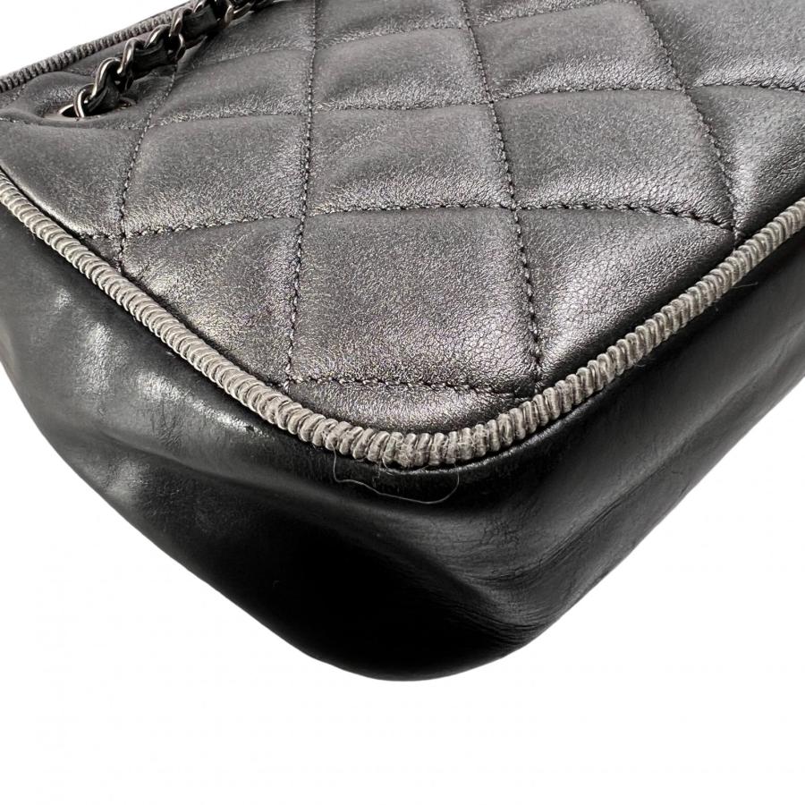 CHANEL シャネル ココマーク レザー ショルダーバッグ グレー A-14264_9