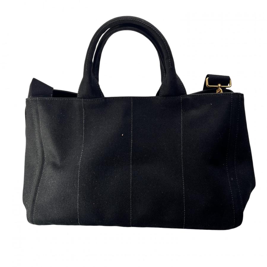 PRADA（プラダ） カナパ ビジュースタッズ キャンバス トートバッグ 黒 