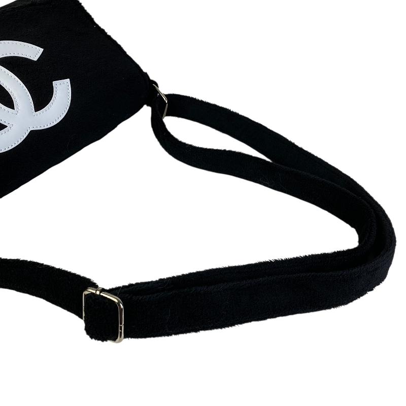 ショルダーバッグ　パイル生地　 黒×白 CHANEL（シャネル） 【最終処分SALE】CHANEL ノベルティー パイル生地