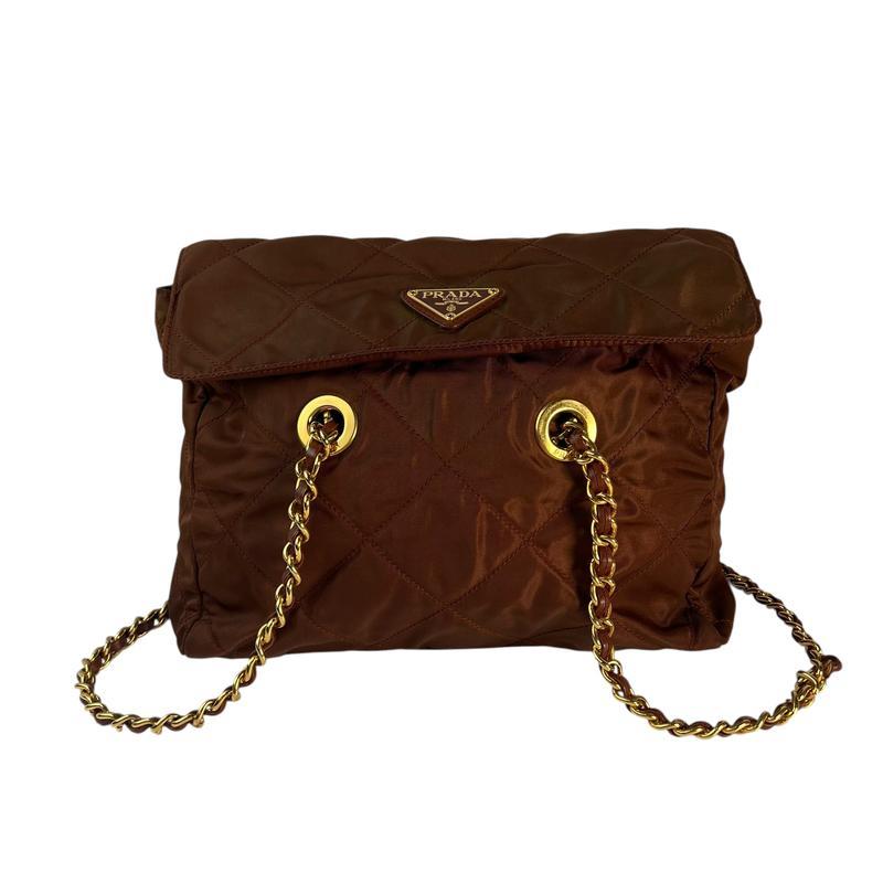 PRADA プラダ ブラウン キルティング ショルダーバッグ 【公式通販】