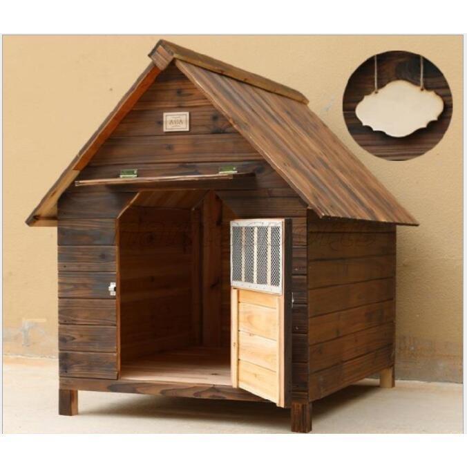 品質保証★外飼い屋外ハウス 天然木製 犬小屋 ペットハウス ドッグ 犬舎 三角屋根 脚付き 小型犬 中型犬 高床式設計 