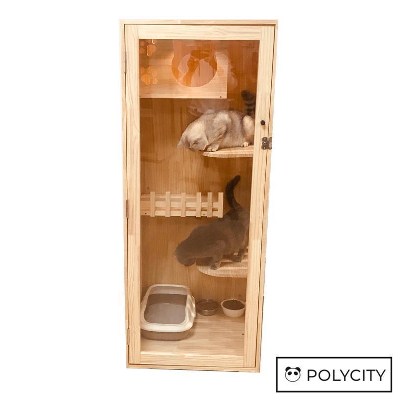 【正規品】 大型 猫ハウス 猫の別荘 松の木 猫用 猫キャビネット 猫の家 天然木 防腐材 60*60*150cm 36kg 組立式 【A2243168059】(78815円)