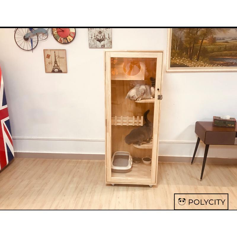 【正規品】 大型 猫ハウス 猫の別荘 松の木 猫用 猫キャビネット 猫の家 天然木 防腐材 60*60*150cm 36kg 組立式 【A2243168059】(78815円)