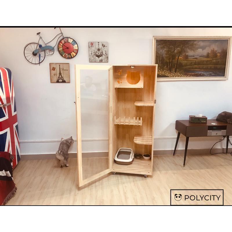 【正規品】 大型 猫ハウス 猫の別荘 松の木 猫用 猫キャビネット 猫の家 天然木 防腐材 60*60*150cm 36kg 組立式 【A2243168059】(78815円)