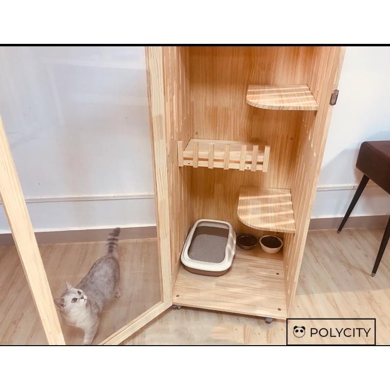 【正規品】 大型 猫ハウス 猫の別荘 松の木 猫用 猫キャビネット 猫の家 天然木 防腐材 60*60*150cm 36kg 組立式 【A2243168059】(78815円)