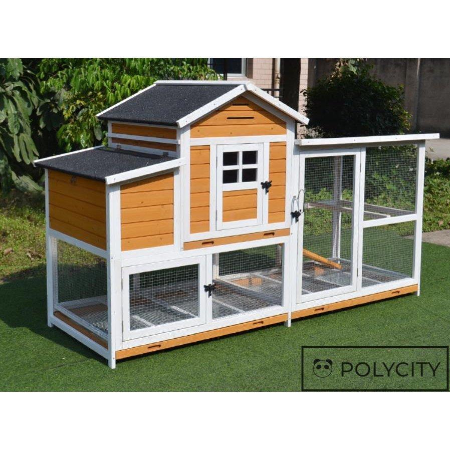 新品未使用！ 特大別荘 飼育ケージ 大型 ペットケージ 鶏 鴨 はと うさぎ 室内外兼用 取り付けやすい 天然杉材 防腐材 木製 212*83*125cm 組立式 【Y2620134242】(92060円)
