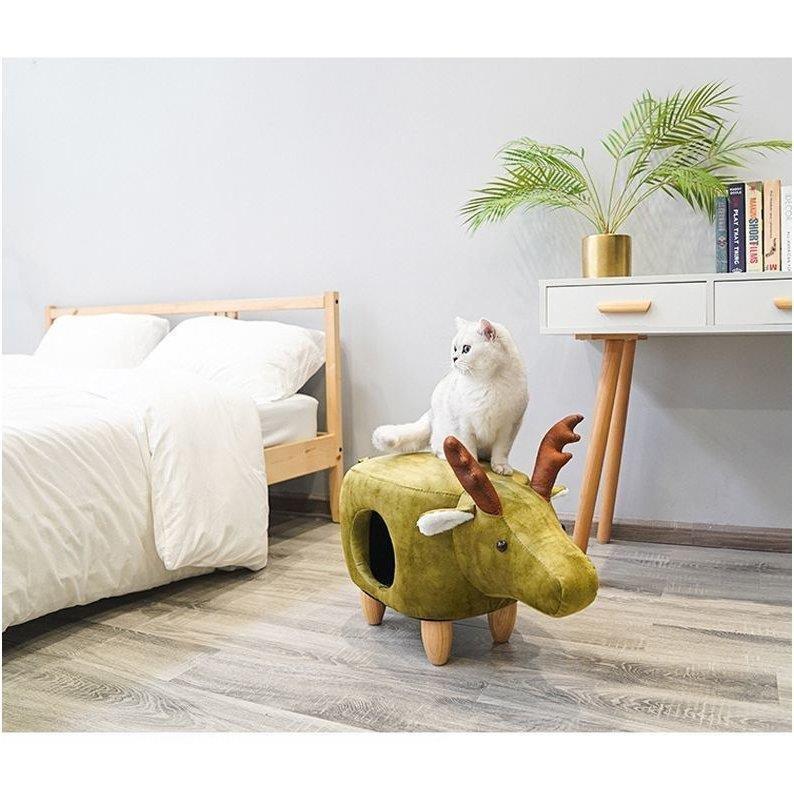 ねこ用ベッド ペットベッド キャットハウス スツール 椅子 猫用ハウス ねこグッズ ペット用品 ねこ用品 動物型 レザー調 インテリア かわいい おし cm