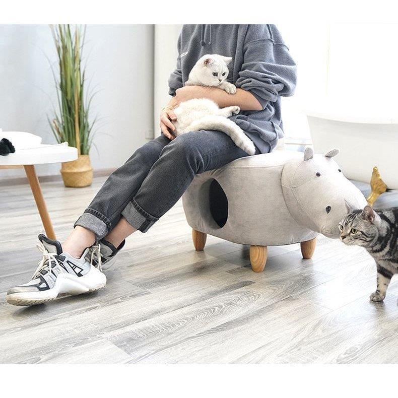 ねこ用ベッド ペットベッド キャットハウス スツール 椅子 猫用ハウス ねこグッズ ペット用品 ねこ用品 動物型 レザー調 インテリア かわいい おし cm