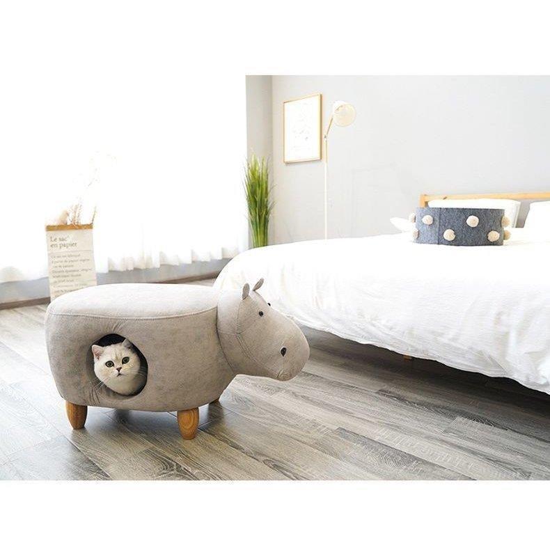 ねこ用ベッド ペットベッド キャットハウス スツール 椅子 猫用ハウス ねこグッズ ペット用品 ねこ用品 動物型 レザー調 インテリア かわいい おし cm