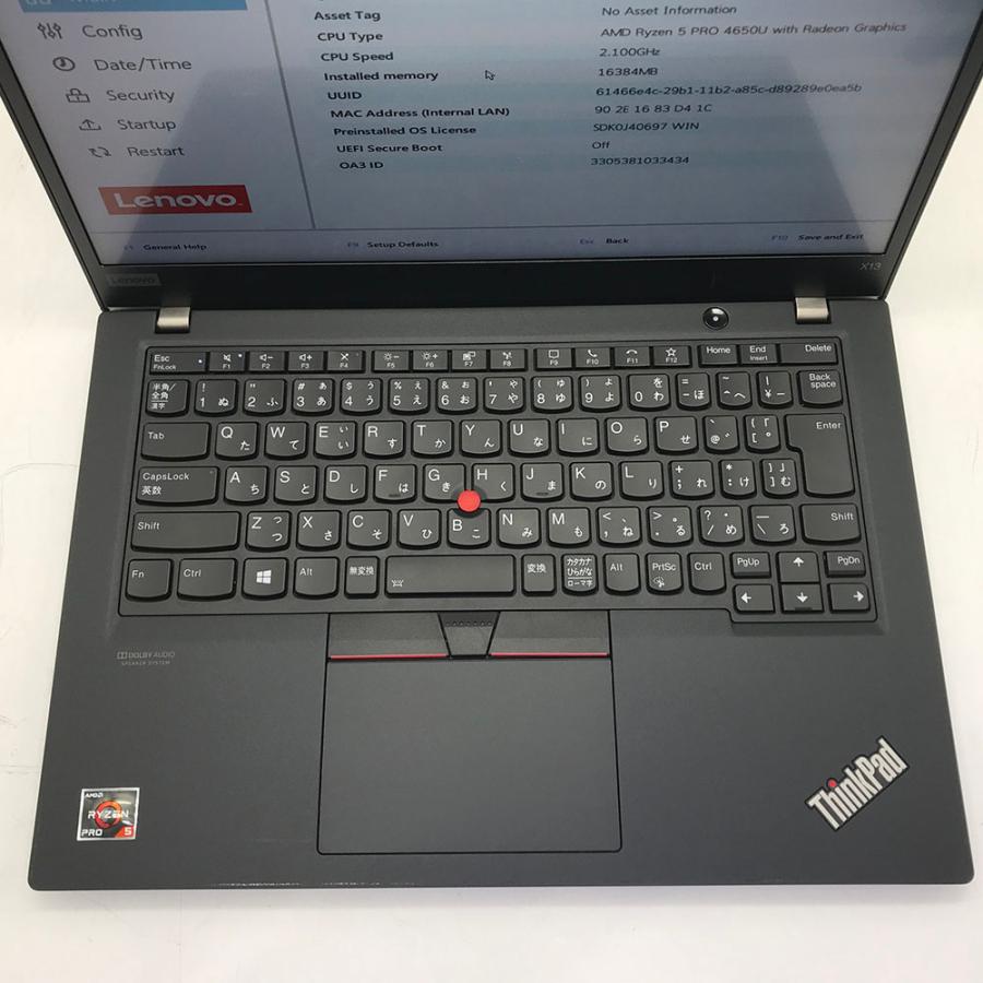 整備済みパソコン【30日間保証】Lenovo ThinkPad X13 Gen 1 20UGS3SA0P