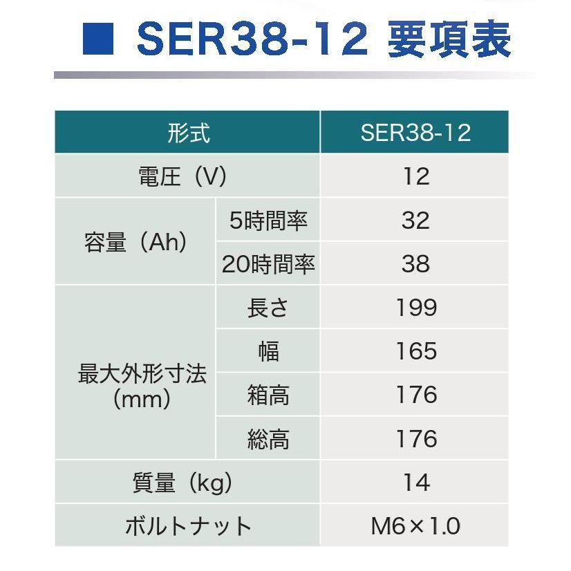 SER38-12（2個セット） GS YUASA ジーエスユアサ 高性能ディープサイクルバッテリー （互換HC38-12,SC38-12,FC38-12）｜ecovehicle-y｜06