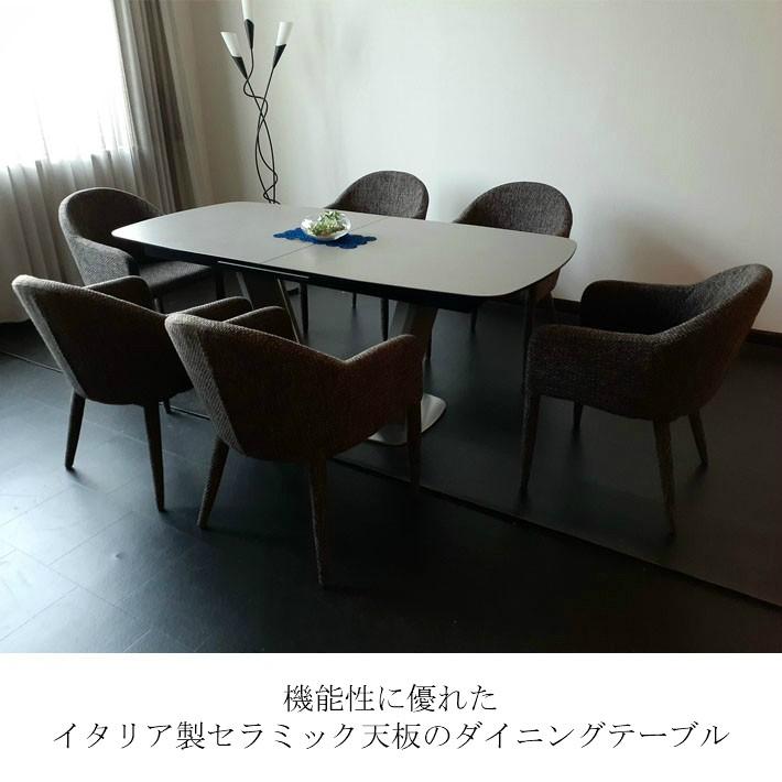 ダイニングテーブルセット セラミック イタリアンセラミック 伸張式 180cm幅 220cm幅 ダイニングテーブル ブレスト ４人掛け 6人掛け 4人用 6人用 7点セットの画像