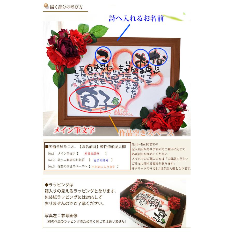 ギフト 名前入りポエム 笑描き屋たくと 造花 フラワー額 レッド ハート 名前 詩1 2名用 赤い花 還暦 flowermoku1 名前詩と花エクリチュール 通販 Yahoo ショッピング