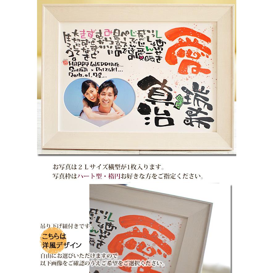 結婚記念日 結婚祝い プレゼント 紙婚式 退職祝い 写真 ハート 楕円 愛 B4 2人用 ブント 名前詩 名前ポエム 誕生日 記念日 写真入り_3
