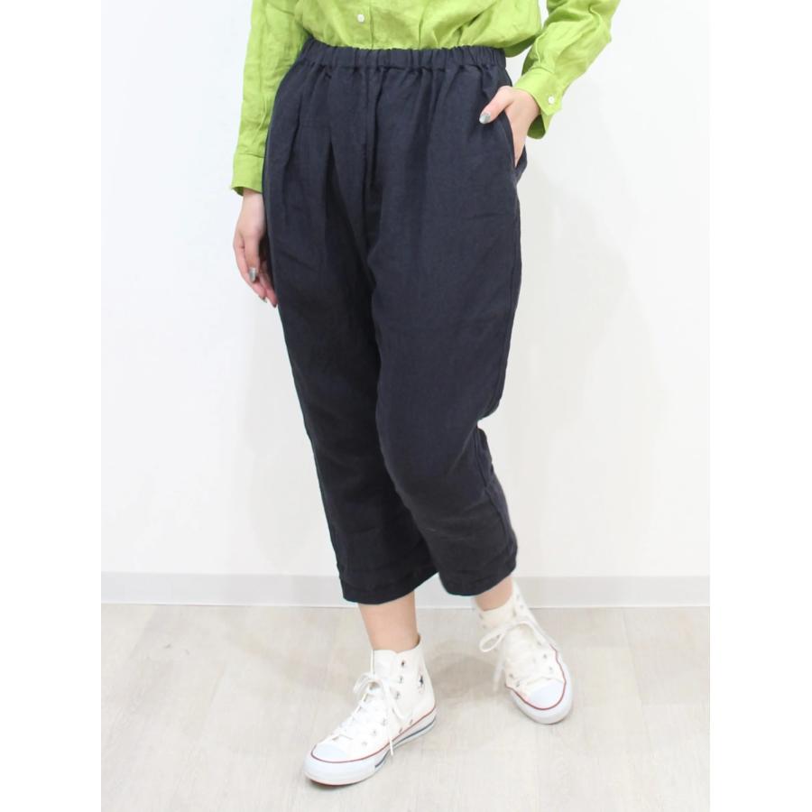 ina イナ サルエル パンツ リネン 麻 100% 日本製 テーパード くるぶし丈 クロップド アンクル ウエストゴム イージーパンツ | イナ | 06