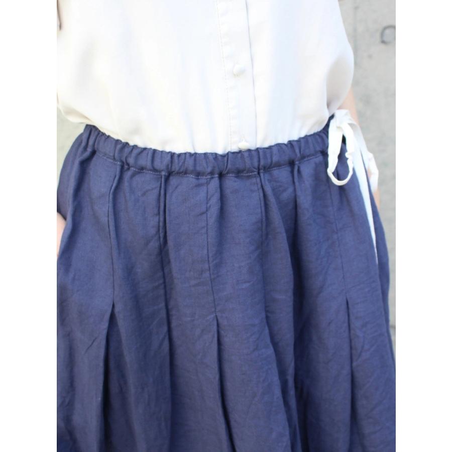 ina イナ スカート ロング タック ウエスト 紐 ゴム リネン 麻 100% 日本製 | イナ | 13