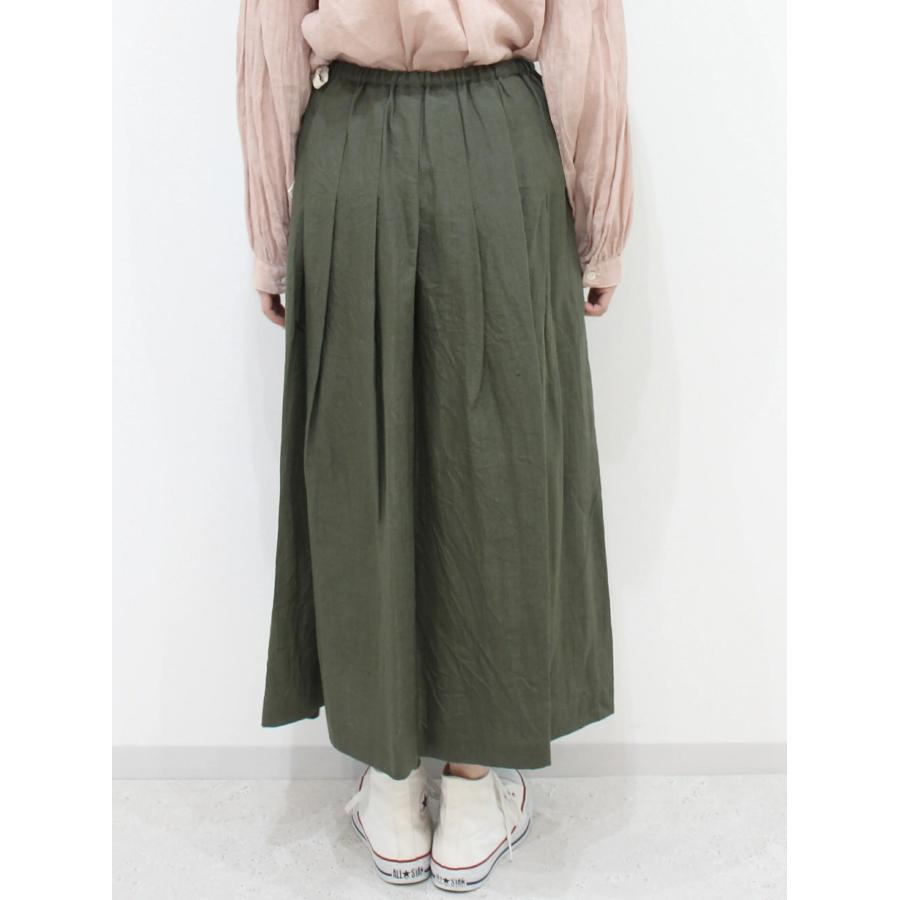 ina イナ スカート ロング タック ウエスト 紐 ゴム リネン 麻 100% 日本製 | イナ | 02