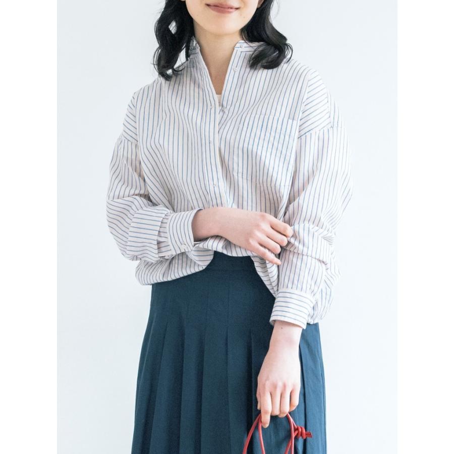 PONT DE CHALONS ポンデシャロン シャツ ブラウス バンドカラー スタンドカラー 刺繍 ボタン ポケット 付き 2025年秋冬の新色入荷 | Pont de Chalons | 05