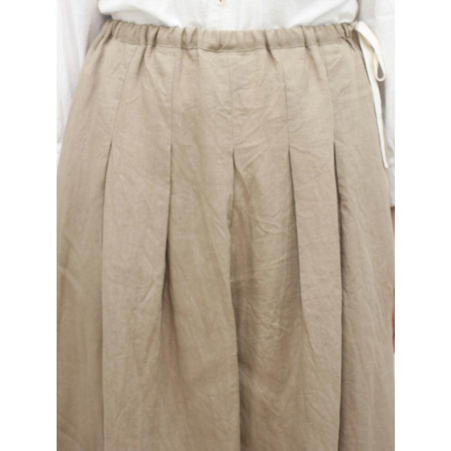 ina イナ ワイド パンツ ガウチョ スカーチョ キュロット タック ウエスト 紐 ゴム リネン 麻 100% 日本製 | イナ | 10
