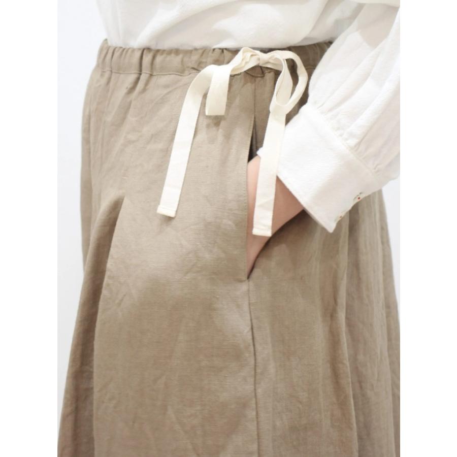 ina イナ ワイド パンツ ガウチョ スカーチョ キュロット タック ウエスト 紐 ゴム リネン 麻 100% 日本製 | イナ | 11