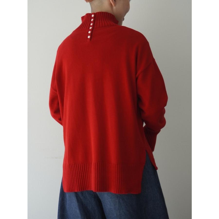 mao made　タートルネック　リブニット　【新品】　赤 mao made（マオメイド） ニット セーター ハイネック モックタートル