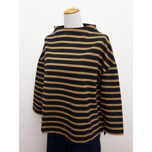 NARU ナル カットソー ロンT ロンティー レディース Tシャツ ボーダー プルオーバー ワイド ボトルネック デラヴェ ジャージー 綿 100% 日本製 ポーセリンシャツ | NARU | 10