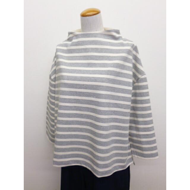 NARU ナル カットソー ロンT ロンティー レディース Tシャツ ボーダー プルオーバー ワイド ボトルネック デラヴェ ジャージー 綿 100% 日本製 ポーセリンシャツ | NARU | 05