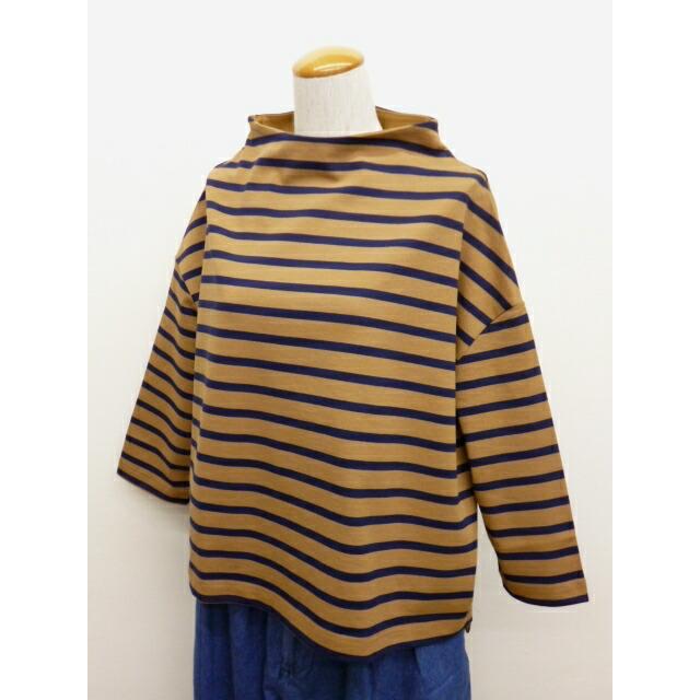 NARU ナル カットソー ロンT ロンティー レディース Tシャツ ボーダー プルオーバー ワイド ボトルネック デラヴェ ジャージー 綿 100% 日本製 ポーセリンシャツ | NARU | 08
