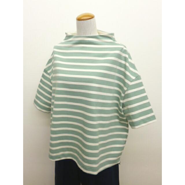 NARU ナル Tシャツ 5分袖 カットソー ロンT ロンティー レディース  ボーダー ワイド ボトルネック デラヴェ ジャージー 綿 100% ポーセリン 日本製 | NARU | 07