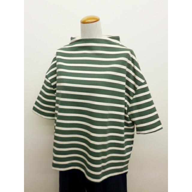 NARU ナル Tシャツ 5分袖 カットソー ロンT ロンティー レディース  ボーダー ワイド ボトルネック デラヴェ ジャージー 綿 100% ポーセリン 日本製 | NARU | 08