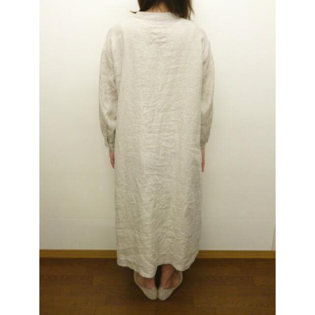 ゼロハチマブ 08Mab リネン ロング ワンピース ボタン 麻 ナチュラン 08Mab 08mab ゼロハチマブ ロング ワンピース スタンドカラー 多