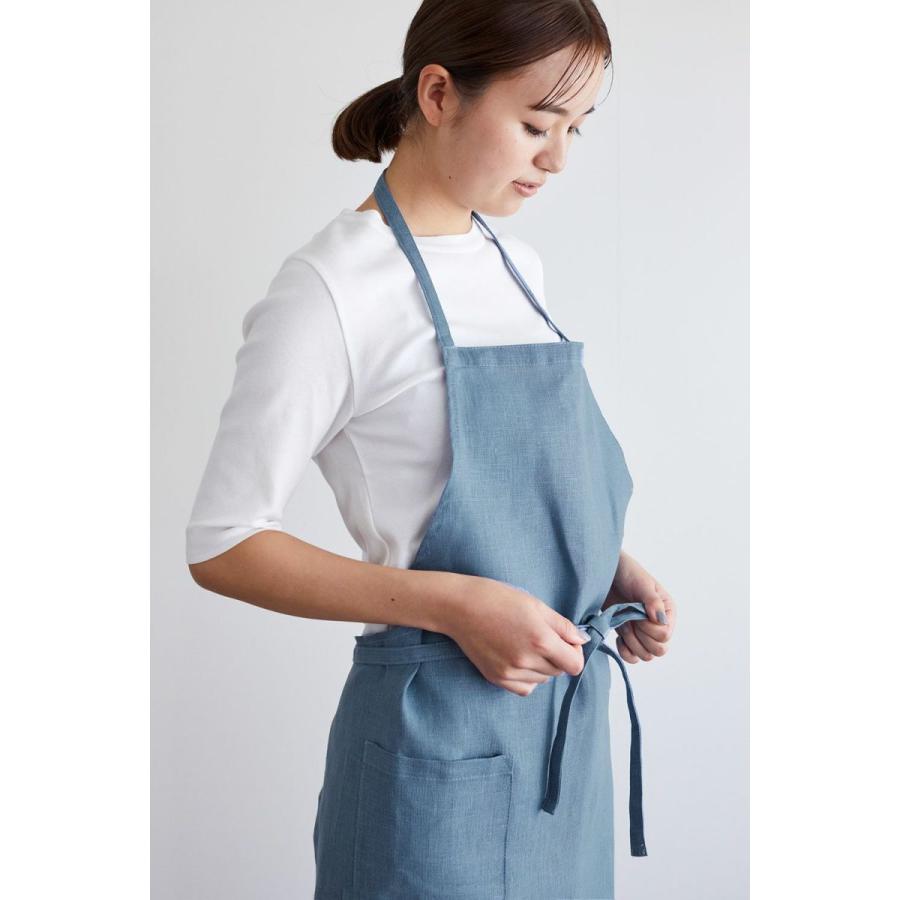fog linenwork リネン100% 青 フルエプロン 未使用品