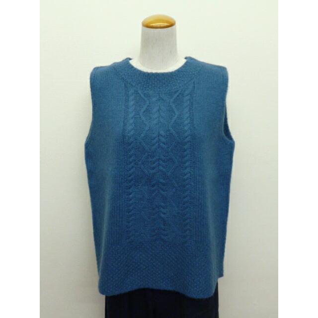 SO エスオー ベスト ニット ウール 100% クルーネック 後ろ開き