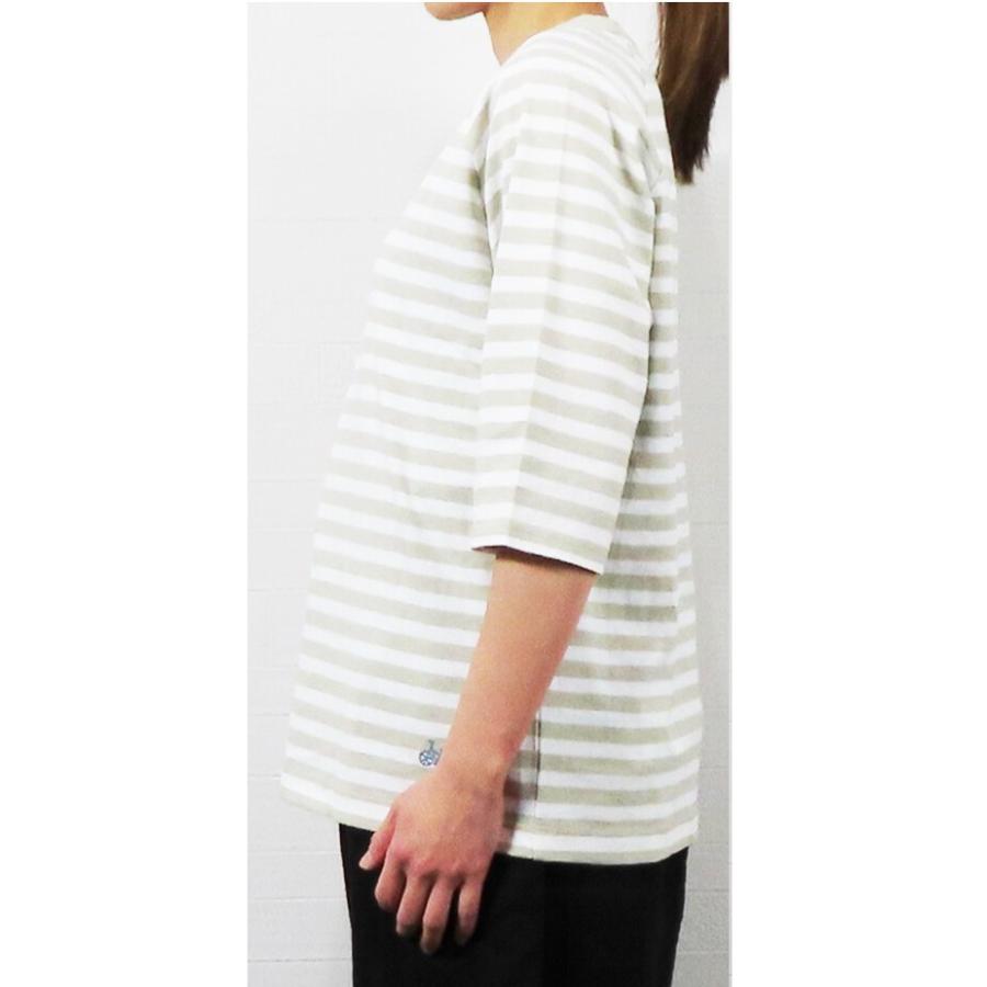 アミパリス Tシャツ リサイクルコットン ルーズ 七分袖クルーネック ボーダー STILL BY HAND 七分袖ボーダーヘンリーネックTシャツ | ライトアップ